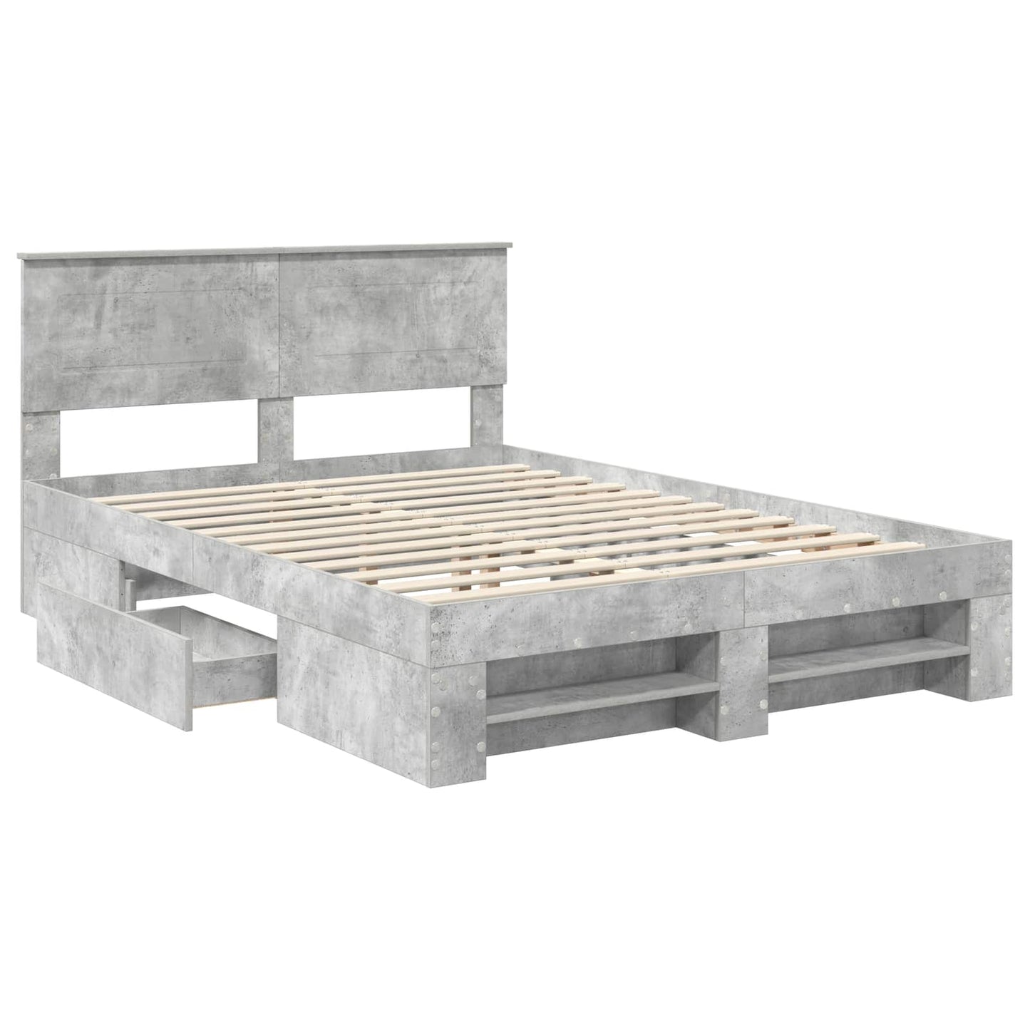 vidaXL Cadre de lit avec tête de lit gris béton 150 x 200 cm bois d'ingénierie