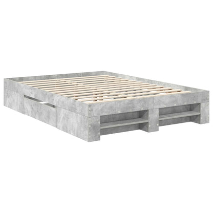 vidaXL Cadre de lit avec tête de lit gris béton 150 x 200 cm bois d'ingénierie