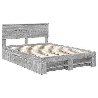 vidaXL Cadre de lit gris Sonoma 150 x 200 cm Bois d'ingénierie