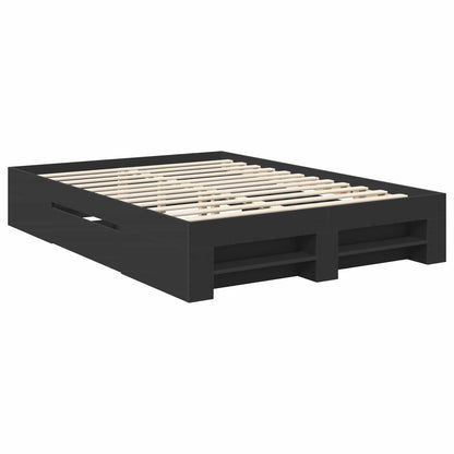 Bettrahmen mit Kopfteil Schwarz 140 x 200 cm Holzwerkstoff