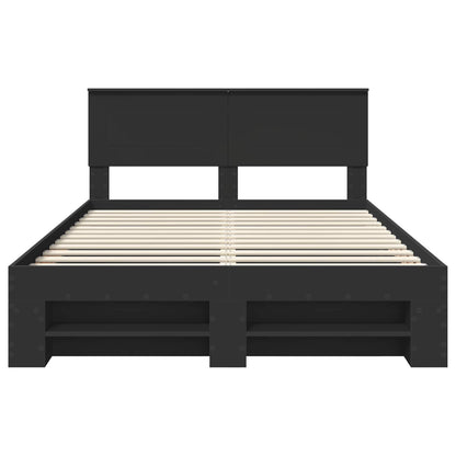 Bettrahmen mit Kopfteil Schwarz 140 x 200 cm Holzwerkstoff