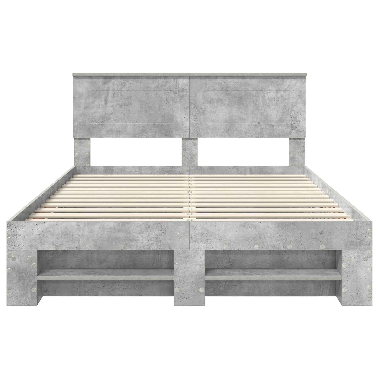 Bettrahmen mit Kopfteil Beton Grau 140 x 200 cm Holzwerkstoff