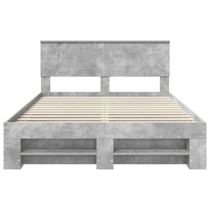 Bettrahmen mit Kopfteil Beton Grau 140 x 200 cm Holzwerkstoff