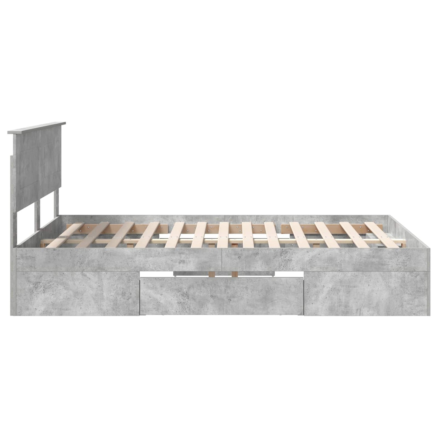 Bettrahmen mit Kopfteil Beton Grau 140 x 200 cm Holzwerkstoff