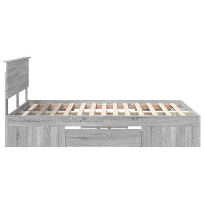 vidaXL Bettrahmen Graues Sonoma 140 x 200 cm Holzwerkstoff