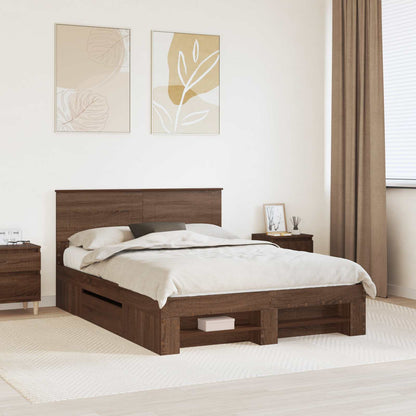 Bettrahmen Braun Eichen-Optik 140 x 200 cm Holzwerkstoff