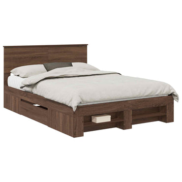 vidaXL Bettrahmen Braun Eichen-Optik 140 x 200 cm Holzwerkstoff