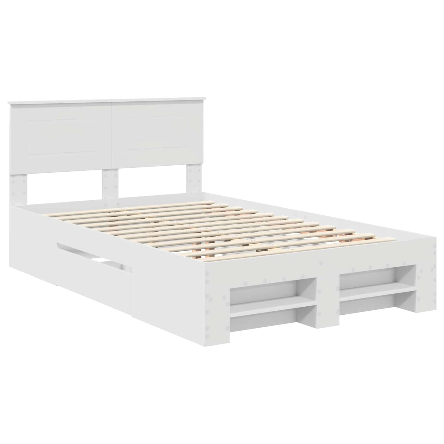 vidaXL Bettrahmen mit Kopfteil Weiß 137 x 203 cm Holzwerkstoff