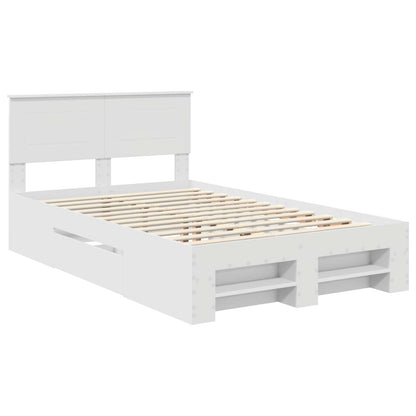 vidaXL Bettrahmen mit Kopfteil Weiß 137 x 203 cm Holzwerkstoff