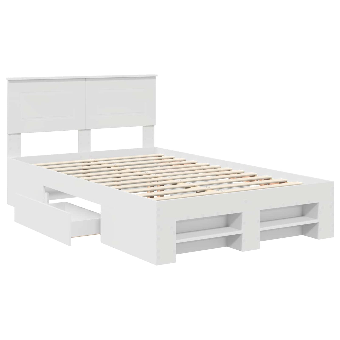 vidaXL Bettrahmen mit Kopfteil Weiß 137 x 203 cm Holzwerkstoff