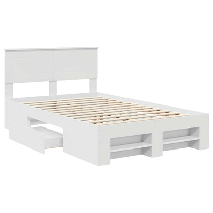 vidaXL Bettrahmen mit Kopfteil Weiß 137 x 203 cm Holzwerkstoff