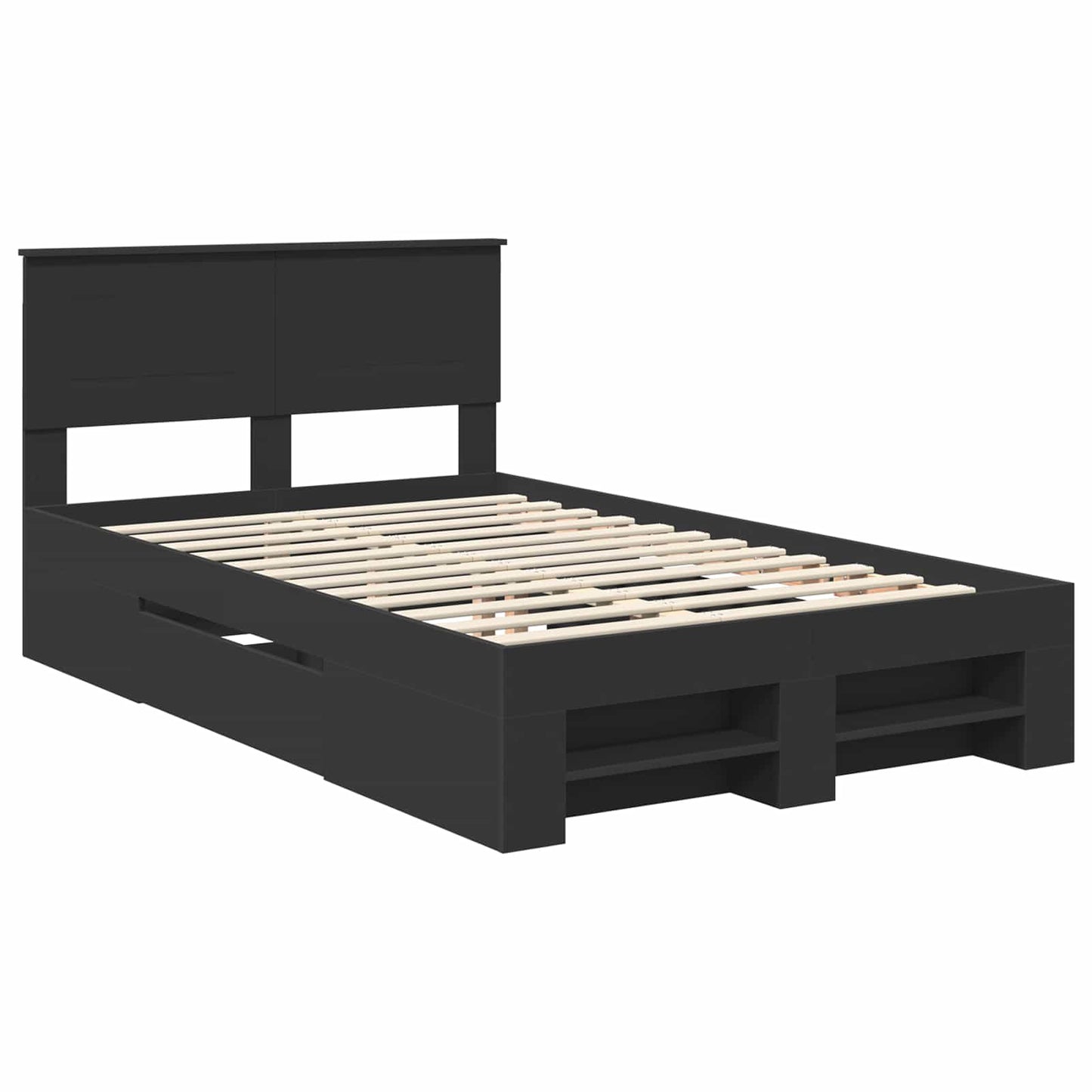vidaXL Bettrahmen mit Kopfteil Schwarz 137 x 203 cm Holzwerkstoff