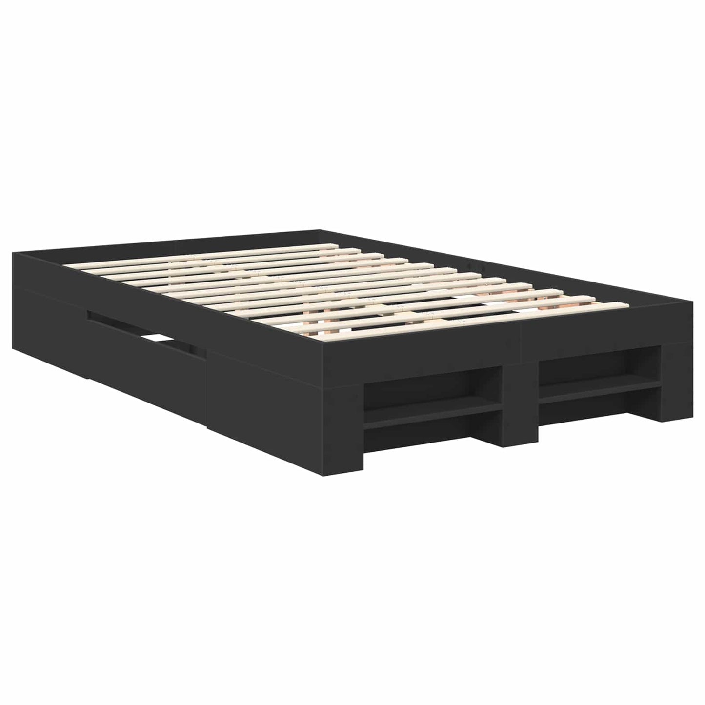 vidaXL Bettrahmen mit Kopfteil Schwarz 137 x 203 cm Holzwerkstoff