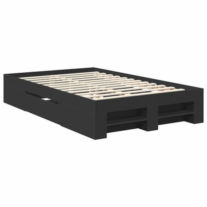 vidaXL Bettrahmen mit Kopfteil Schwarz 137 x 203 cm Holzwerkstoff