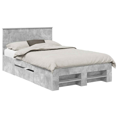 vidaXL Bettrahmen mit Kopfteil Beton Grau 137 x 203 cm Holzwerkstoff