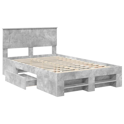 vidaXL Bettrahmen mit Kopfteil Beton Grau 137 x 203 cm Holzwerkstoff