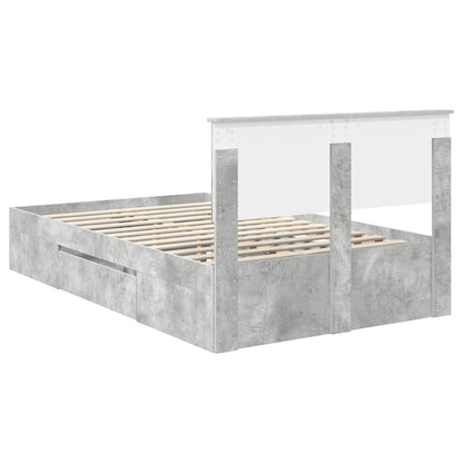 vidaXL Bettrahmen mit Kopfteil Beton Grau 137 x 203 cm Holzwerkstoff