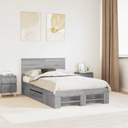 vidaXL Bettrahmen Graues Sonoma 137 x 203 cm Holzwerkstoff