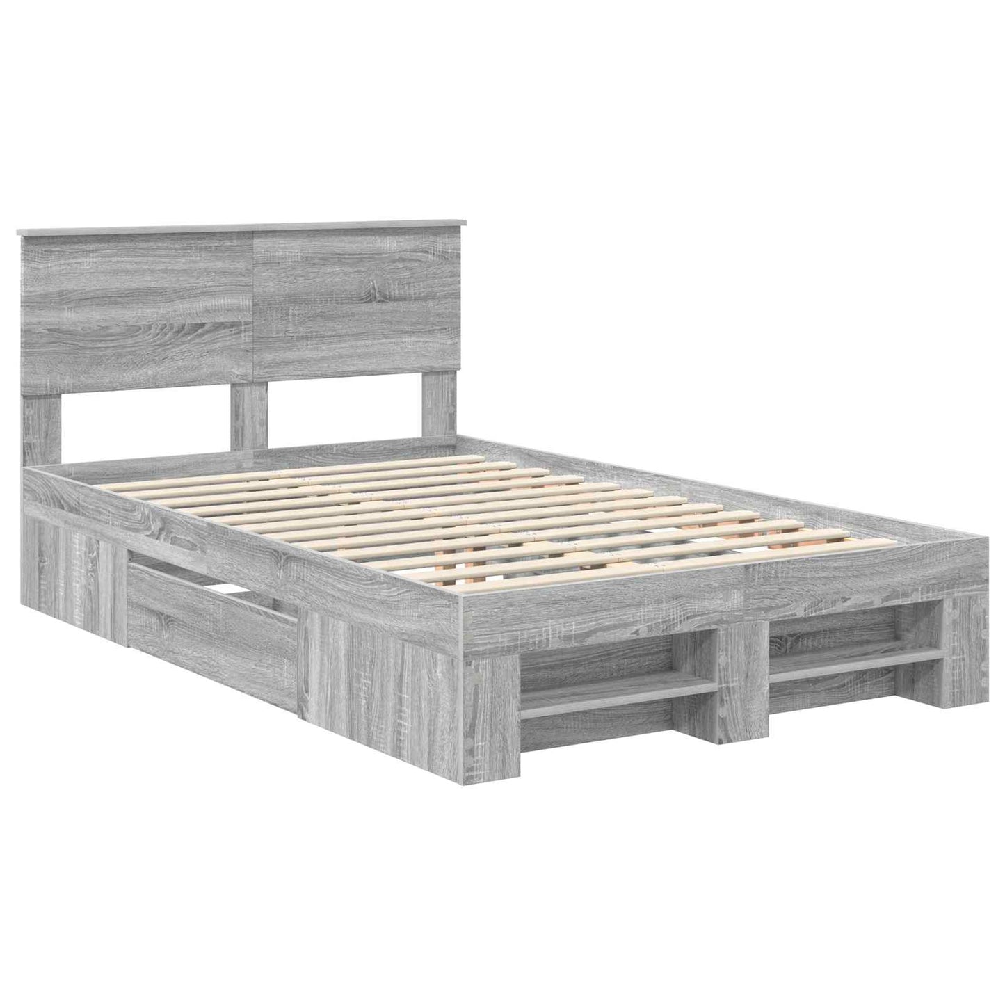 vidaXL Bettrahmen Graues Sonoma 137 x 203 cm Holzwerkstoff