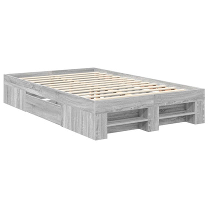 vidaXL Bettrahmen Graues Sonoma 137 x 203 cm Holzwerkstoff