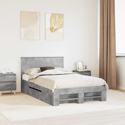 vidaXL Bettrahmen mit Kopfteil Beton Grau 120 x 200 cm Holzwerkstoff