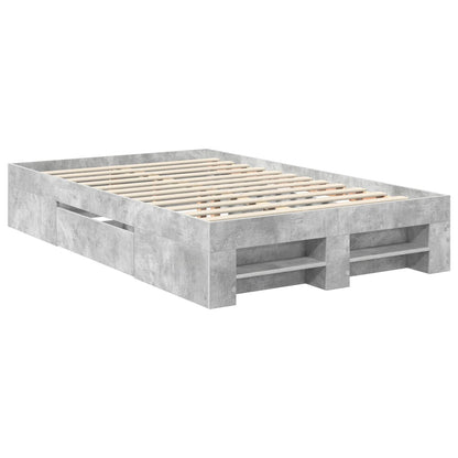 vidaXL Bettrahmen mit Kopfteil Beton Grau 120 x 200 cm Holzwerkstoff