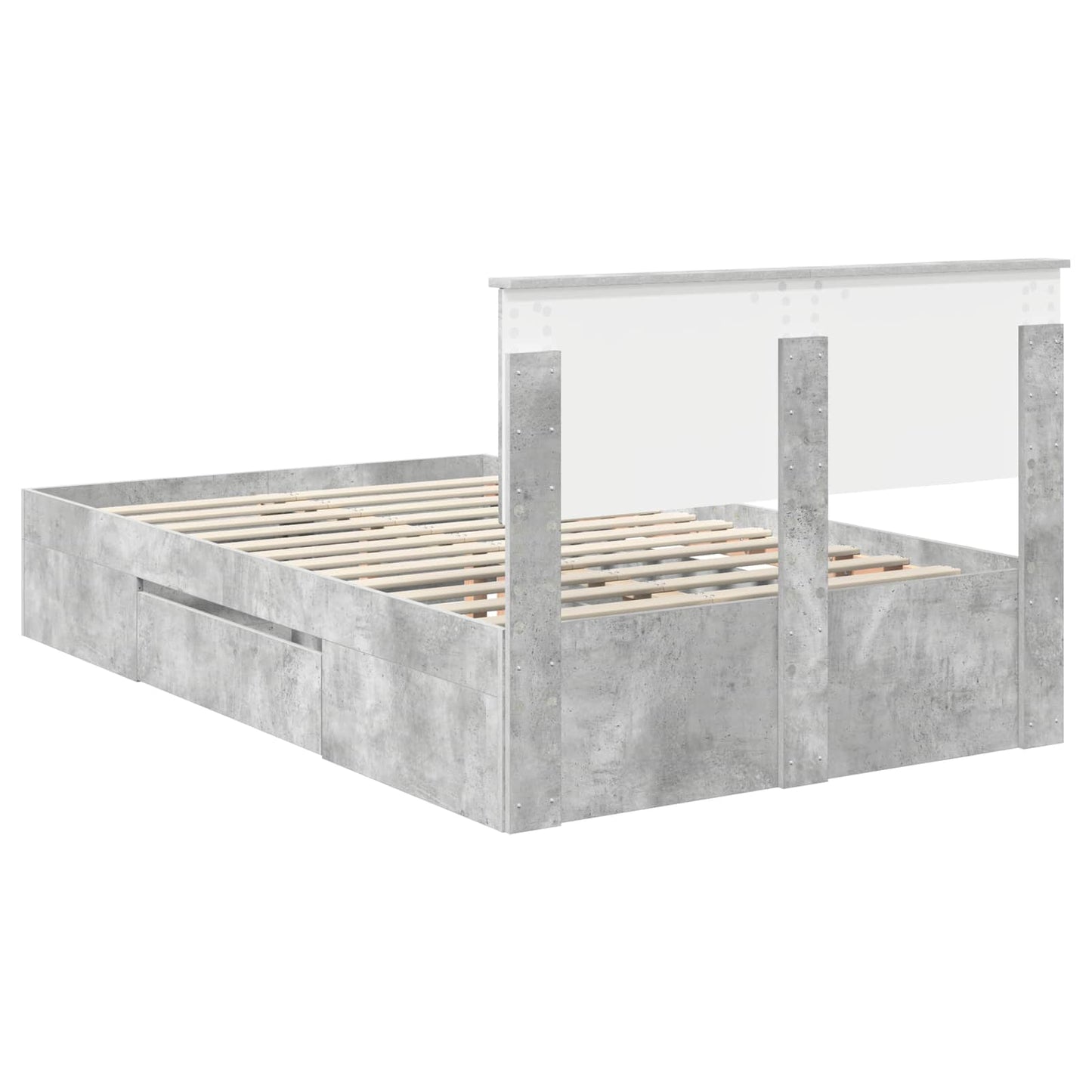 vidaXL Bettrahmen mit Kopfteil Beton Grau 120 x 200 cm Holzwerkstoff