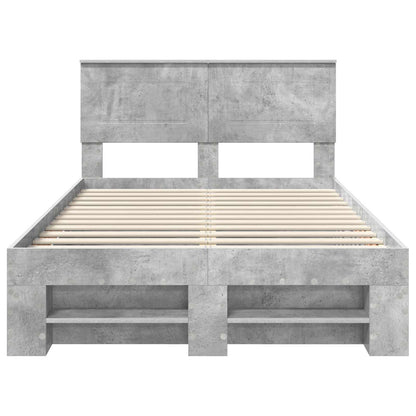vidaXL Bettrahmen mit Kopfteil Beton Grau 120 x 200 cm Holzwerkstoff