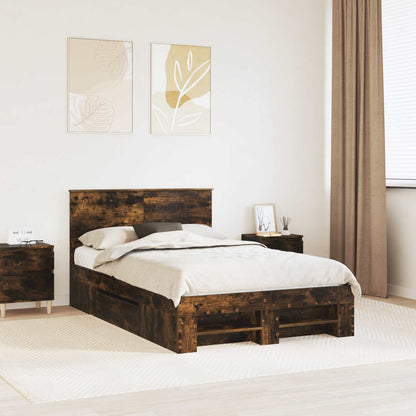 vidaXL Bettrahmen Geräucherte Eiche 120 x 200 cm Holzwerkstoff