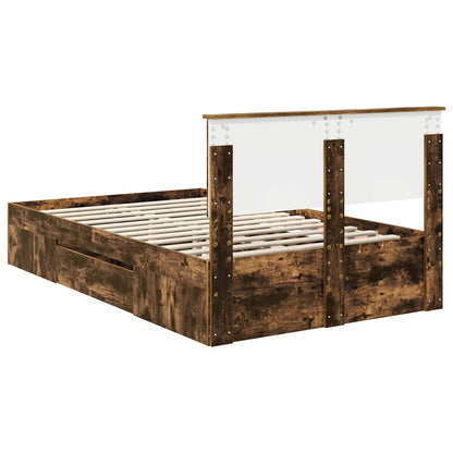 vidaXL Bettrahmen Geräucherte Eiche 120 x 200 cm Holzwerkstoff