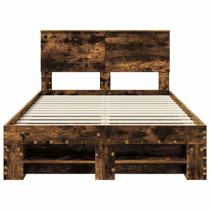 vidaXL Bettrahmen Geräucherte Eiche 120 x 200 cm Holzwerkstoff