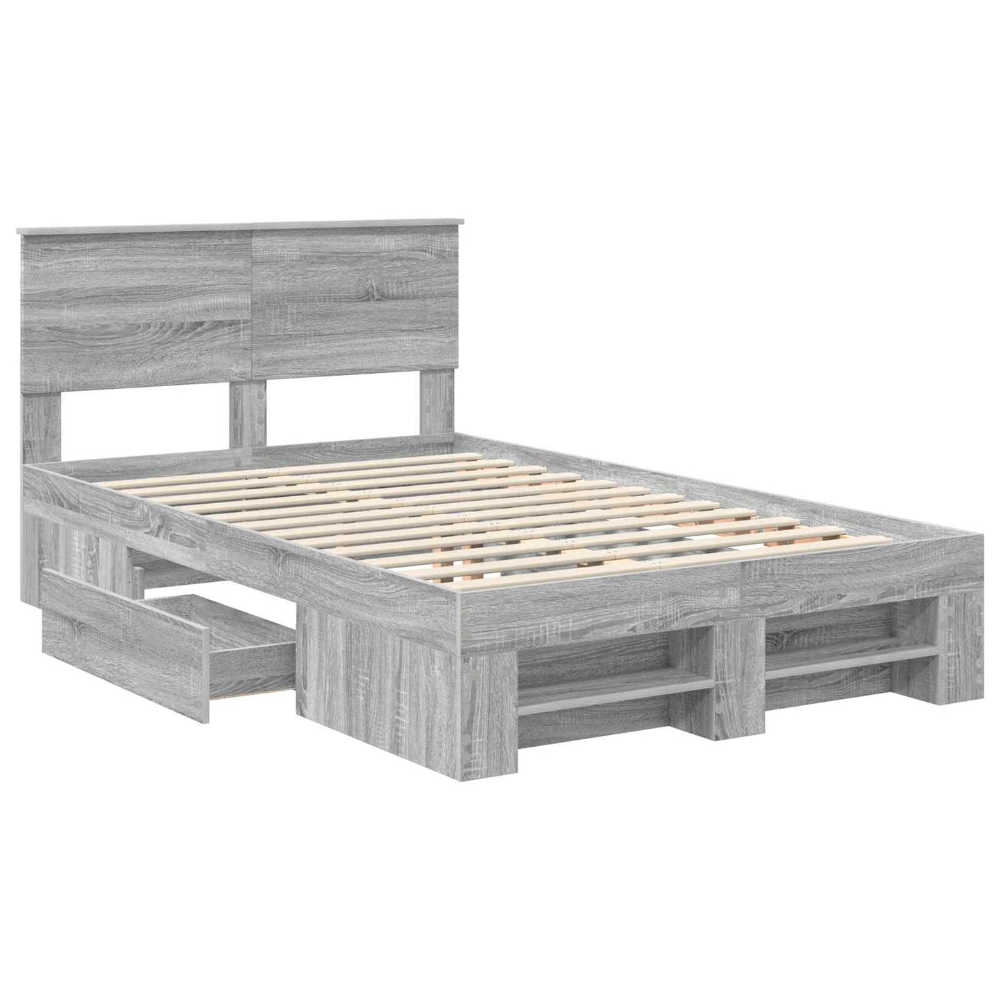 vidaXL Bettrahmen Graues Sonoma 120 x 200 cm Holzwerkstoff