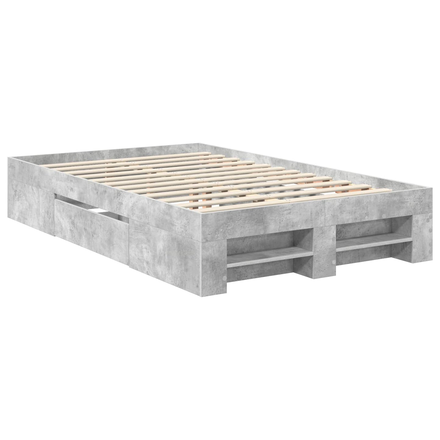 vidaXL Bettrahmen mit Kopfteil Beton Grau 120 x 200 cm Holzwerkstoff