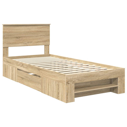 vidaXL Bettrahmen mit Kopfteil Sonoma-Eiche 100 x 200 m Holzwerkstoff