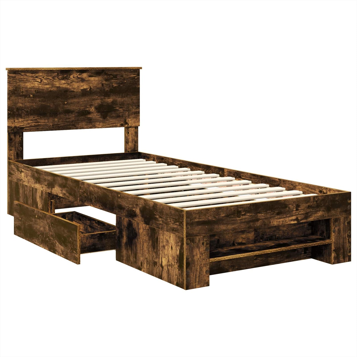 vidaXL Cadre de lit Chêne fumé 100 x 200 m Bois d'ingénierie