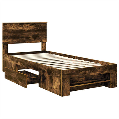 vidaXL Cadre de lit Chêne fumé 100 x 200 m Bois d'ingénierie