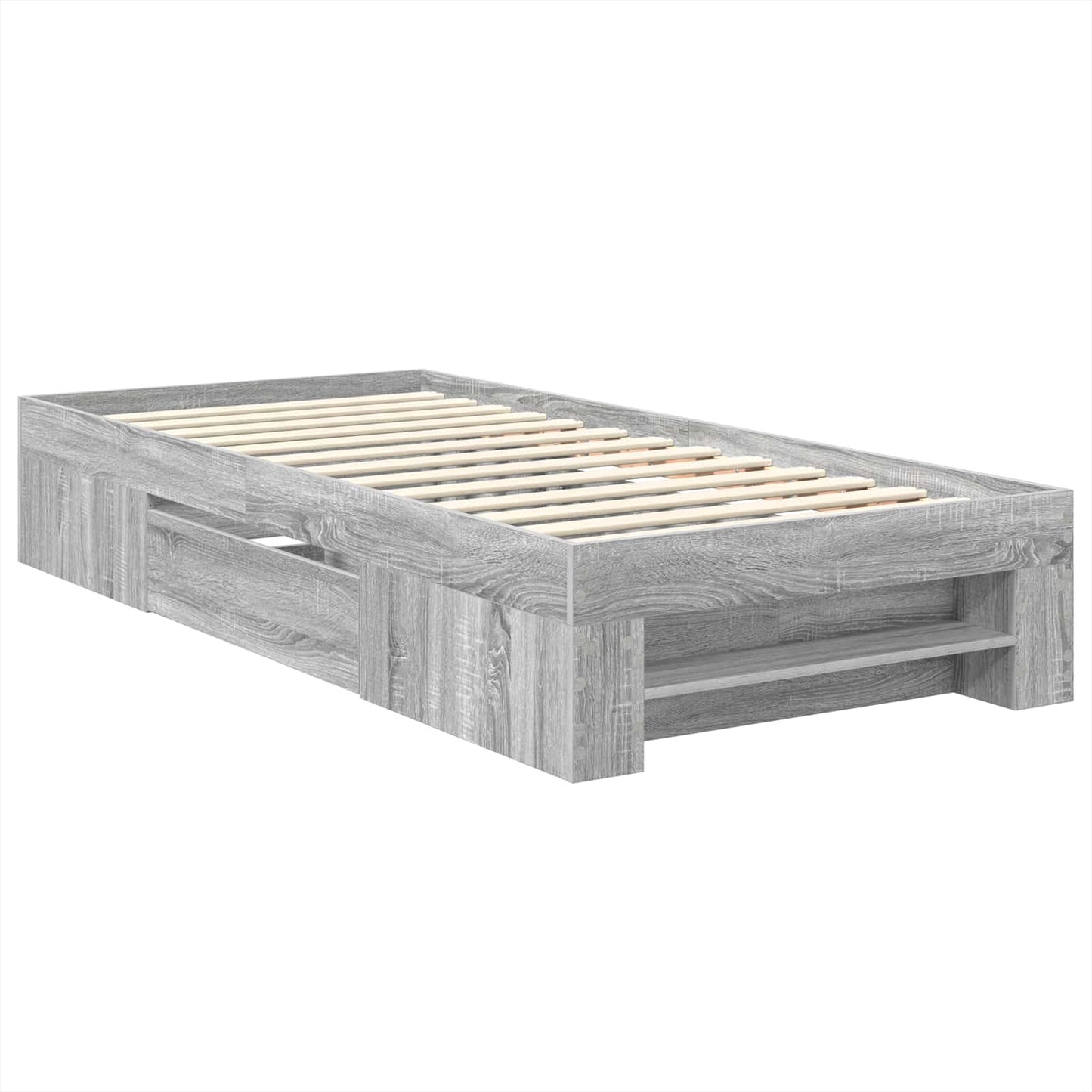 vidaXL Cadre de lit avec tête de lit gris sonoma 100 x 200 m bois d'ingénierie