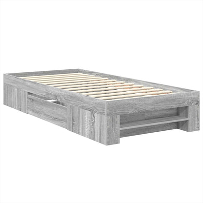 vidaXL Cadre de lit avec tête de lit gris sonoma 100 x 200 m bois d'ingénierie