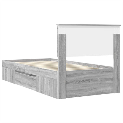 vidaXL Cadre de lit avec tête de lit gris sonoma 100 x 200 m bois d'ingénierie