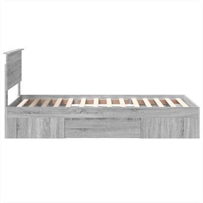 vidaXL Cadre de lit avec tête de lit gris sonoma 100 x 200 m bois d'ingénierie