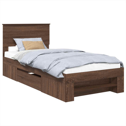 vidaXL Cadre de lit aspect chêne marron 100 x 200 m bois d'ingénierie