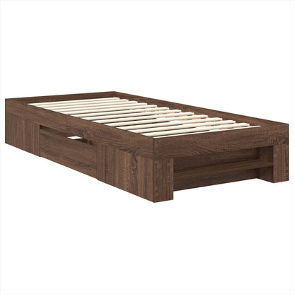 vidaXL Cadre de lit aspect chêne marron 100 x 200 m bois d'ingénierie