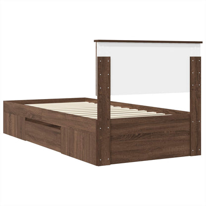 vidaXL Cadre de lit aspect chêne marron 100 x 200 m bois d'ingénierie
