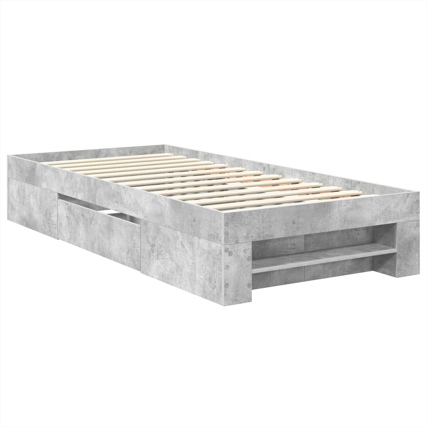 vidaXL Bettrahmen mit Kopfteil Beton Grau 90 x 200 cm Holzwerkstoff