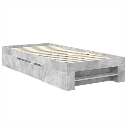 vidaXL Bettrahmen mit Kopfteil Beton Grau 90 x 200 cm Holzwerkstoff