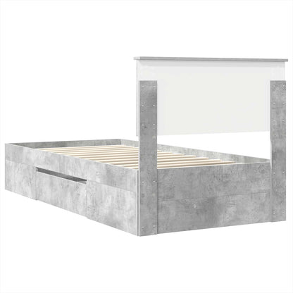 vidaXL Bettrahmen mit Kopfteil Beton Grau 90 x 200 cm Holzwerkstoff