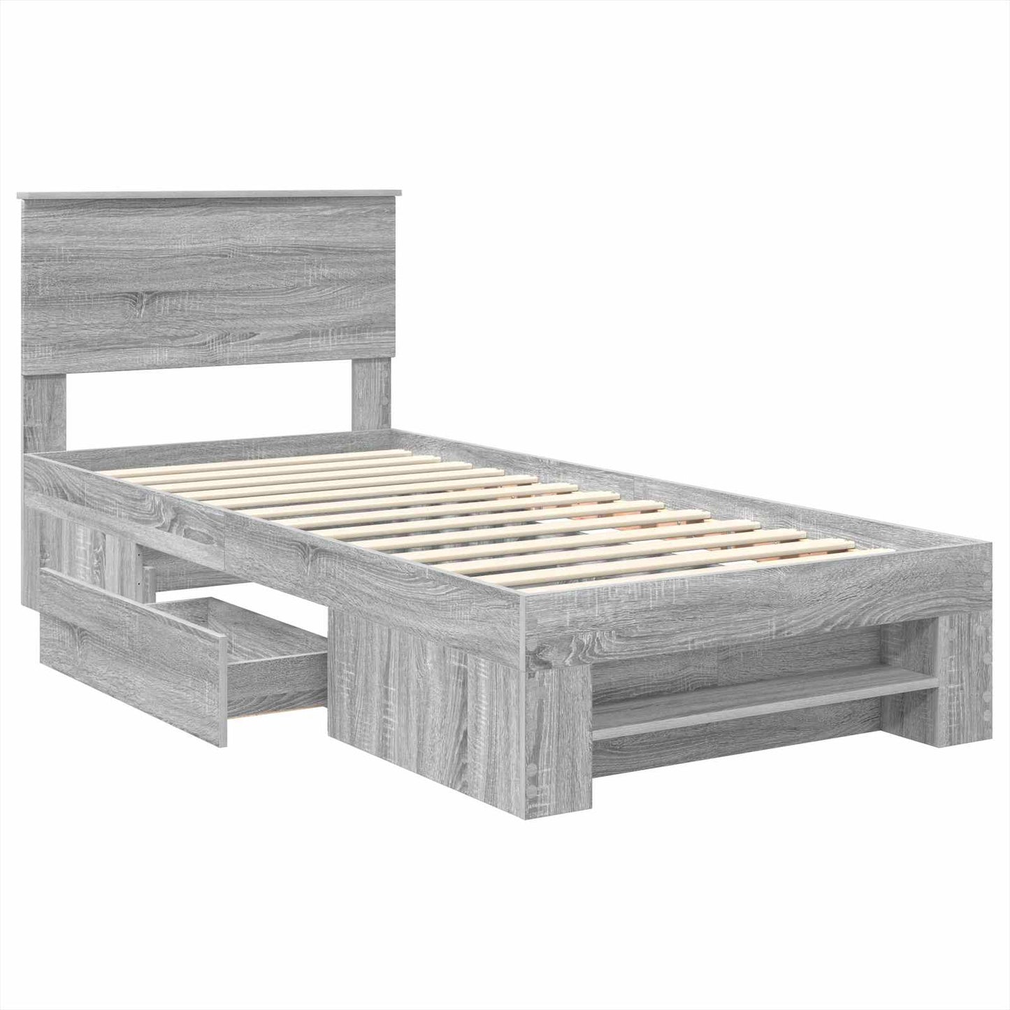vidaXL Cadre de lit avec tête de lit Gris Sonoma 90 x 200 cm Bois d'ingénierie