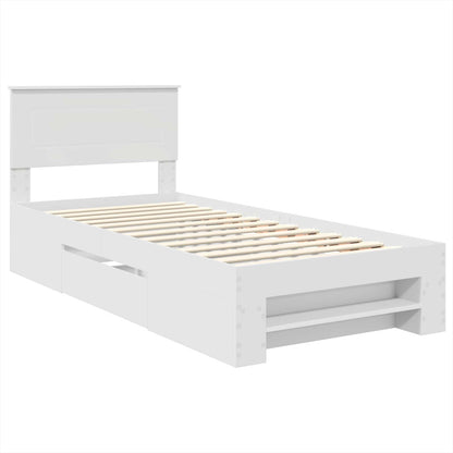 vidaXL Cadre de lit avec tête de lit Blanc 90 x 200 cm Bois d'ingénierie
