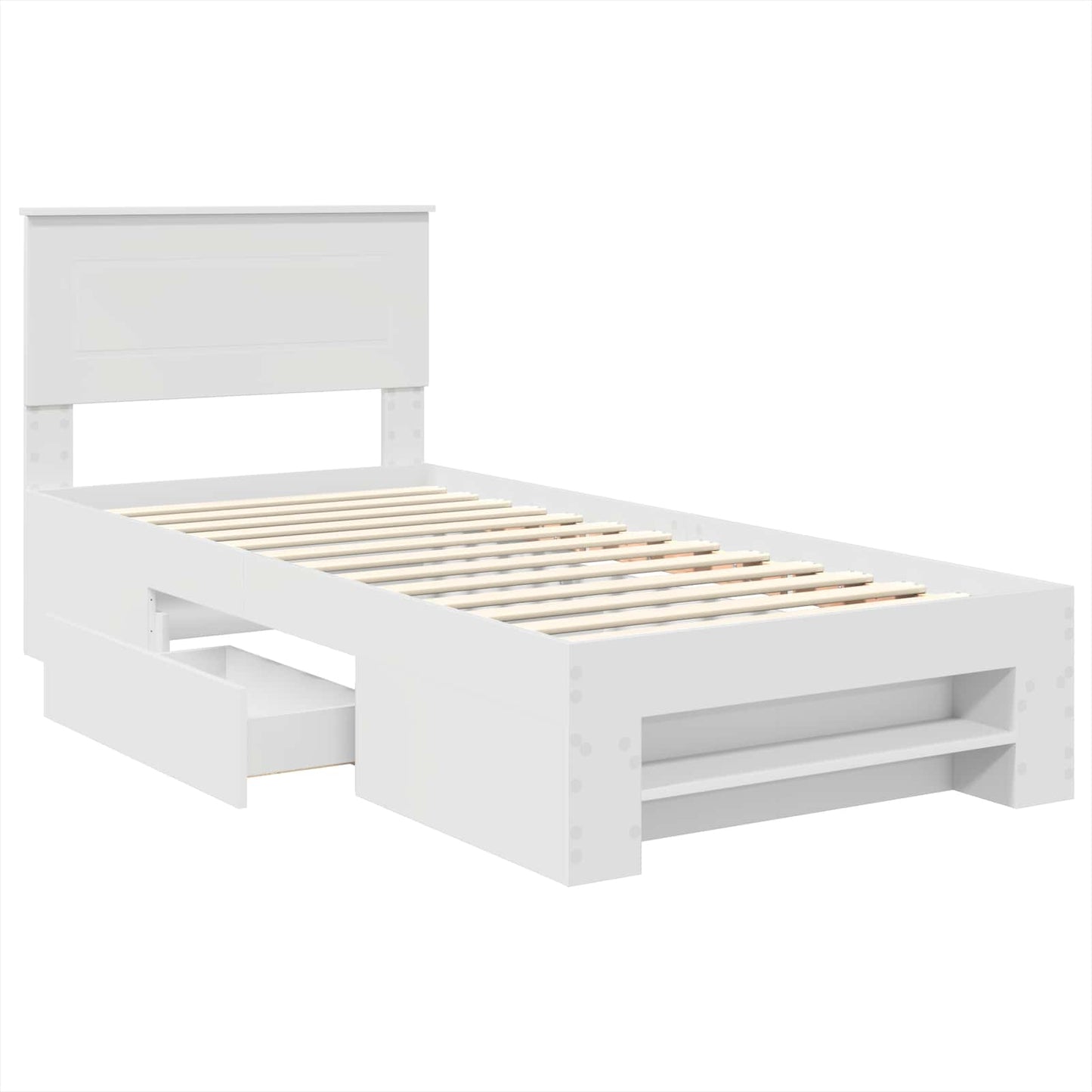 vidaXL Cadre de lit avec tête de lit Blanc 90 x 200 cm Bois d'ingénierie