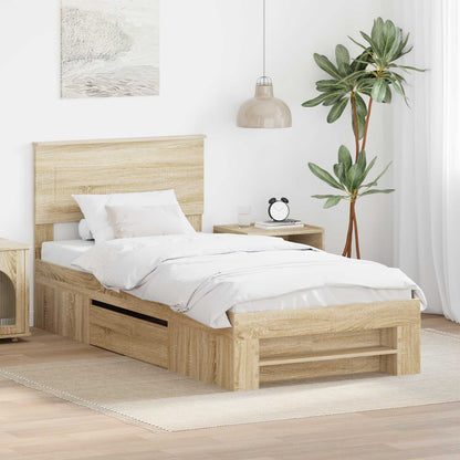 vidaXL Cadre de lit avec tête de lit chêne Sonoma 90 x 200 cm bois d'ingénierie